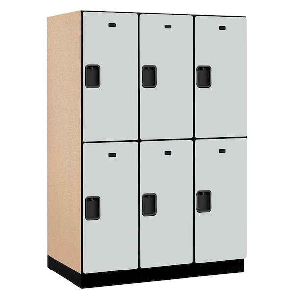2 Tier Designer Locker, 54"Wx76"Hx24"D, 6 Door, Gray